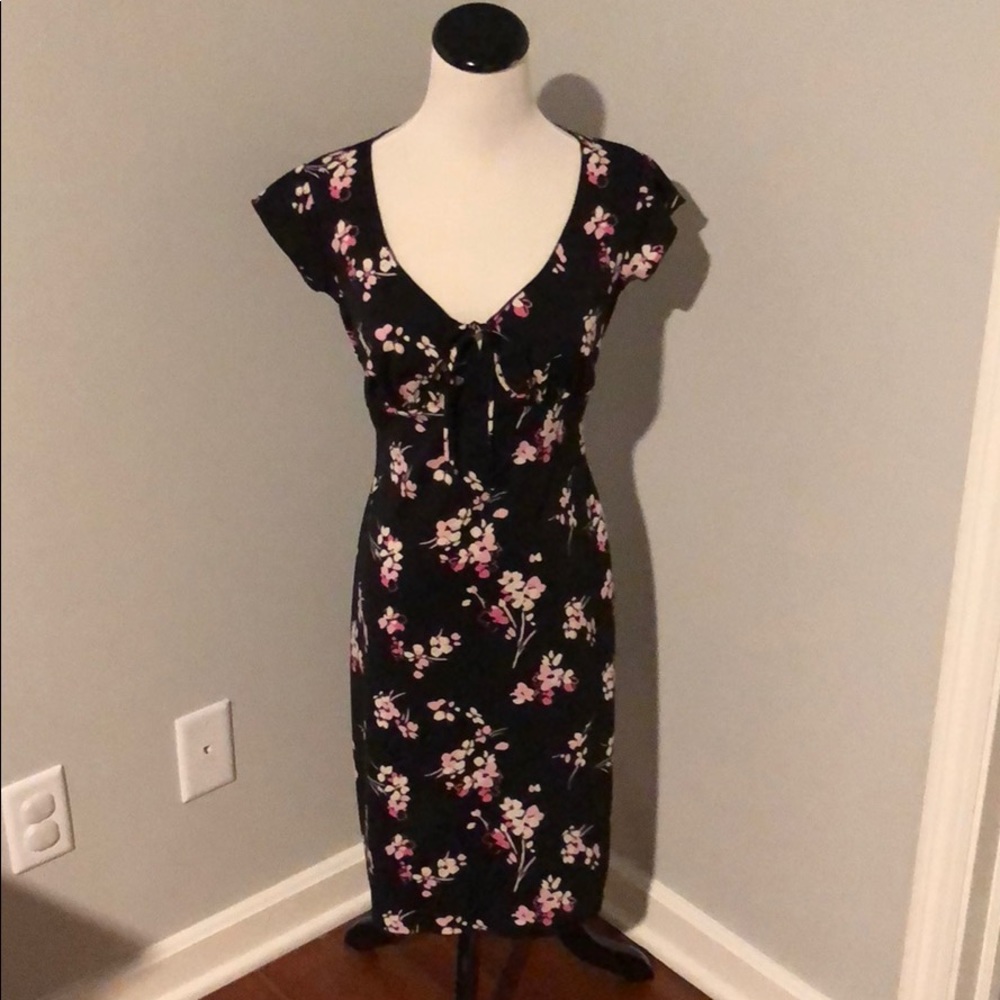Floral black and pink dress M